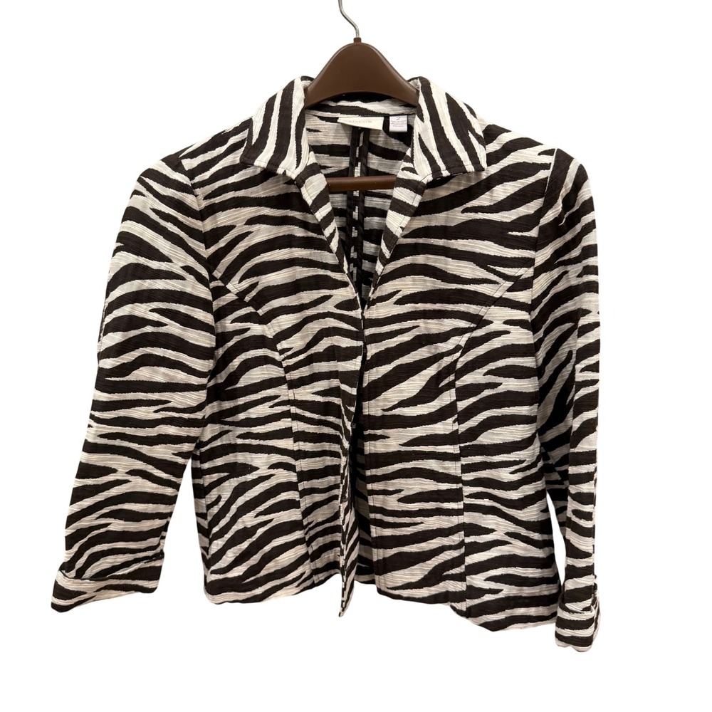 Chico's Black and White Zebra Print Blazer Jacket